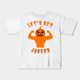 Let’s Get Jacked Gym Weightlifting Halloween Pumpkin Kids T-Shirt